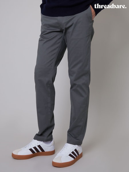 Threadbare Grey Regular Fit Chino Trousers with Stretch (N71597) | €34