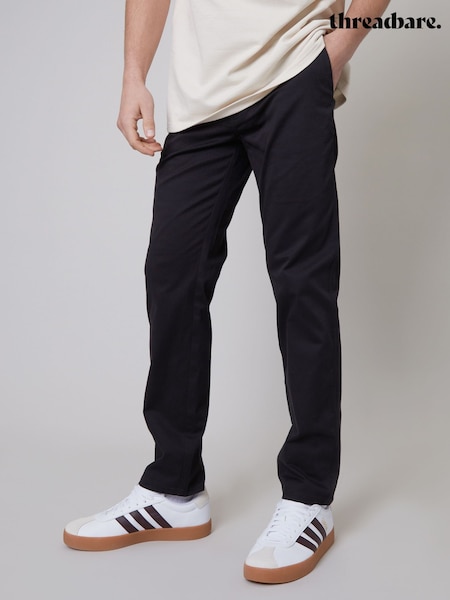 Threadbare Black Regular Fit Chino Trousers with Stretch (N71611) | €35