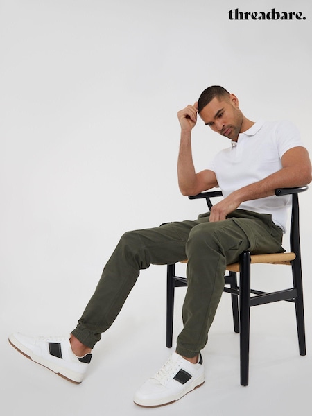 Threadbare Khaki Cotton Jogger Style Cargo Trousers With Stretch (N71614) | €42