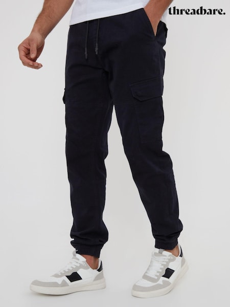 Musta - Threadbare Cotton Jogger Style Cargo Trousers With Stretch (N71618) | €50