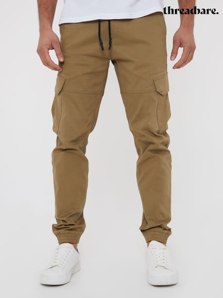 Threadbare Stone Cotton Jogger Style Cargo Trousers With Stretch (N71625) | €42