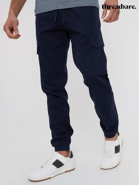Bleumarin - Pantaloni cargo din bumbac elastic Threadbare bumbac (N71630) | 238 LEI
