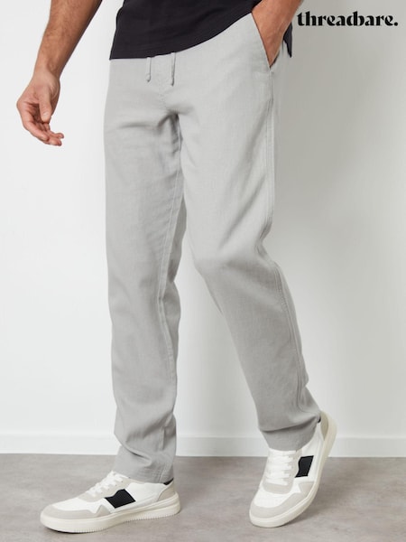 Threadbare Light Grey Linen Blend Trousers (N71636) | €42