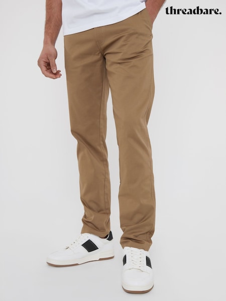 Grej închis - Pantaloni chino cu croi standard Threadbare cu stretch (N71639) | 186 LEI