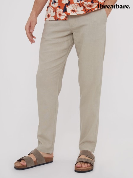 Threadbare Ecru Linen Blend Trousers (N71653) | €46