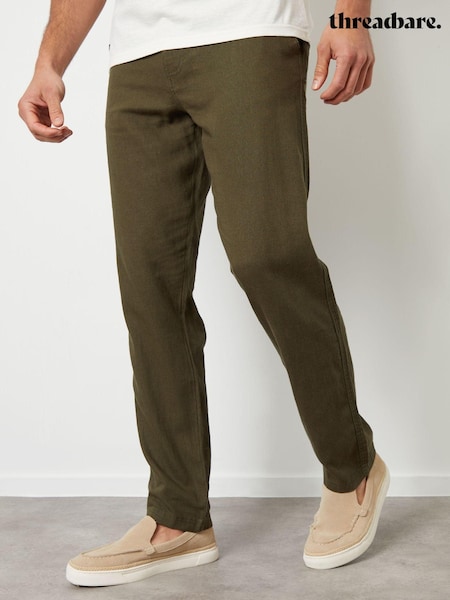 Threadbare Khaki Linen Blend Trousers (N71663) | €40