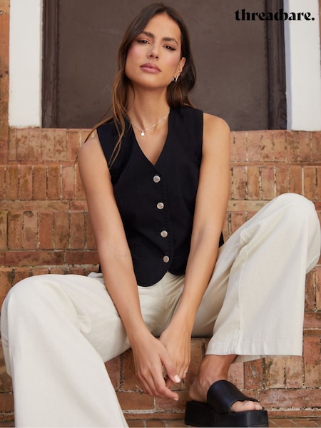 Threadbare Black Tailored Denim Waistcoat (N71698) | €38