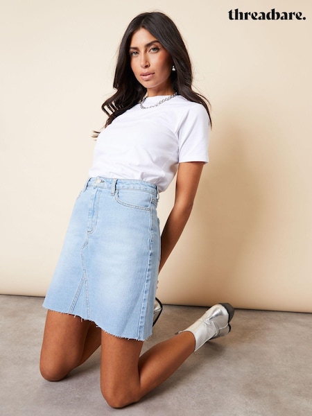 Threadbare Blue Raw Hem Denim Mini Skirt (N71706) | €37