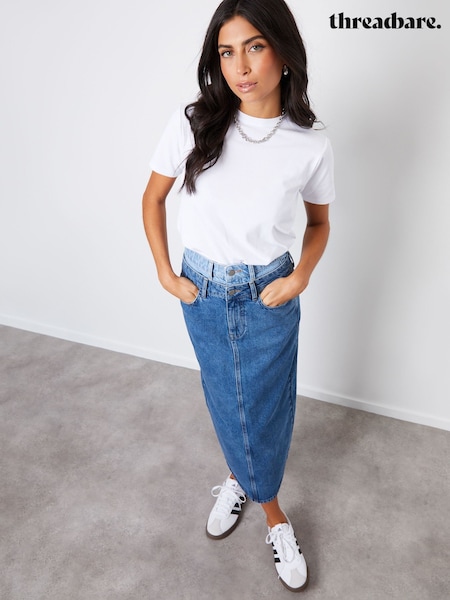Threadbare Blue Double Waistband Denim Midi Skirt (N71713) | €18.50