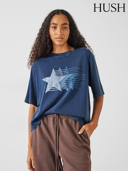 Hush Blue Ruby Boxy Star 100% Cotton T-Shirt (N71879) | €24