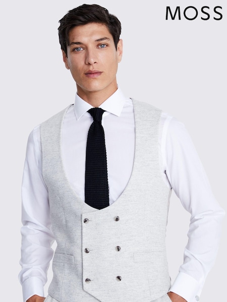 MOSS Grey Tailored Fit Light Donegal Waistcoat (N72096) | 222 QAR