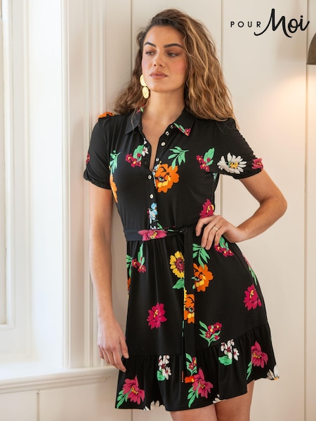 Pour Moi Jodie Fuller Bust Slinky Jersey Tiered Shirt Dress (N72130) | 365 LEI