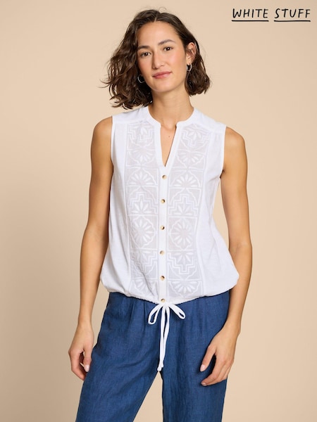 White Stuff White Tulip Jersey Sleeveless Shirt (N72339) | AED204