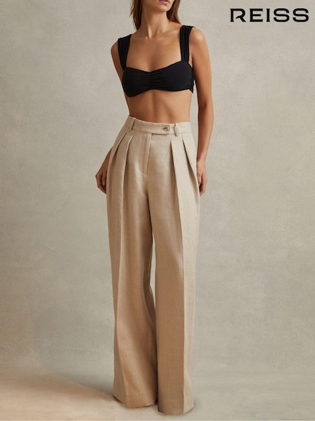 Reiss Cassie Linen Wide Leg Suit Trousers (N72412) | 1,469 LEI