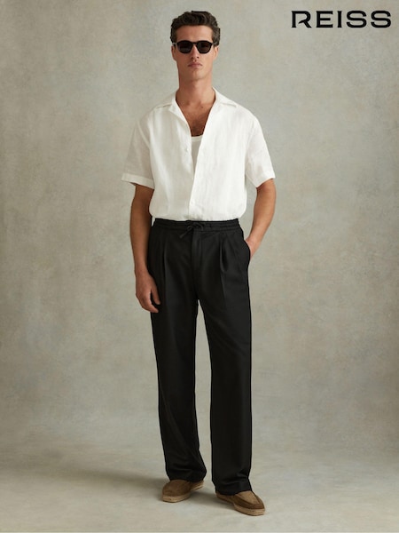 Reiss Black Arden Relaxed Twill Drawstring Trousers (N72504) | €215