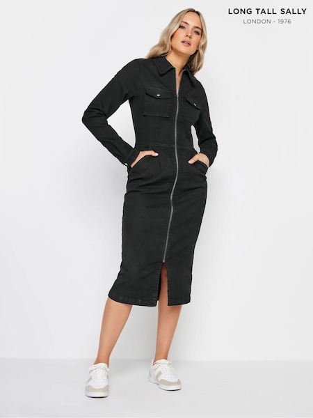 שחור - Long Tall Sally Green Zip Up Dress (N72585) | ‏226‏₪