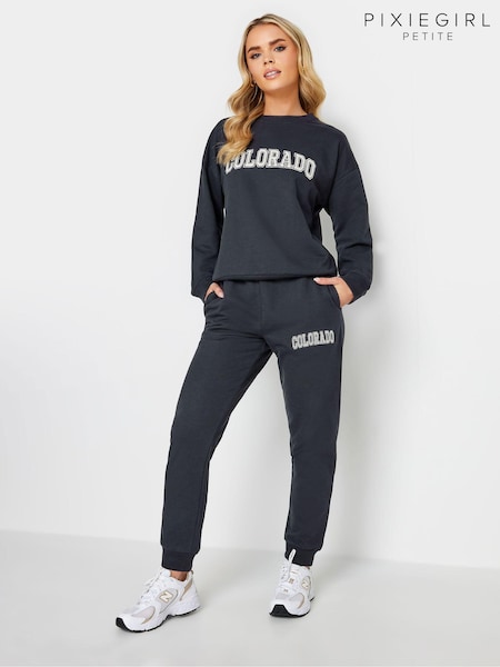 PixieGirl Petite Blue 'Colorado' Slogan Joggers (N72669) | €41