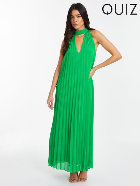 Quiz Pleated Chiffon Key Hole Neck Detail Midaxi Dress (N72671) | ‏153 ر.س.‏
