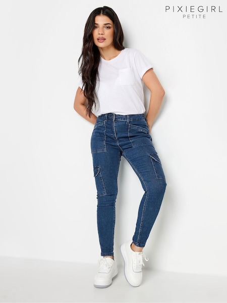 PixieGirl Petite Blue Patch Pocket Skinny Utility Jeans (N72683) | €59