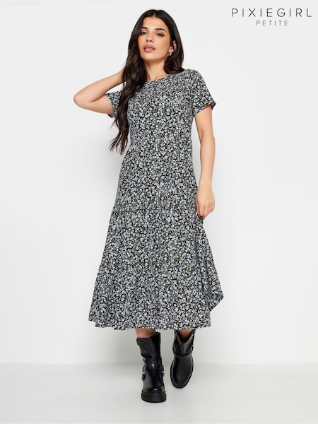PixieGirl Petite Blue Tiered Midi Dress (N72716) | €43