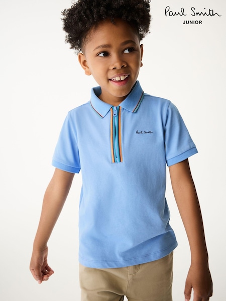 Paul Smith Junior Boys Short Sleeve Artist Quarter Zip Polo Shirt (N72786) | €60
