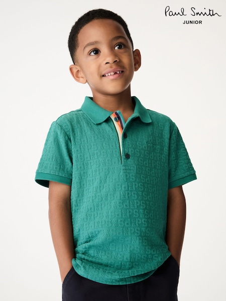 Paul Smith Junior Boys Short Sleeve Signature Jacquard Polo Shirt (N72789) | €72