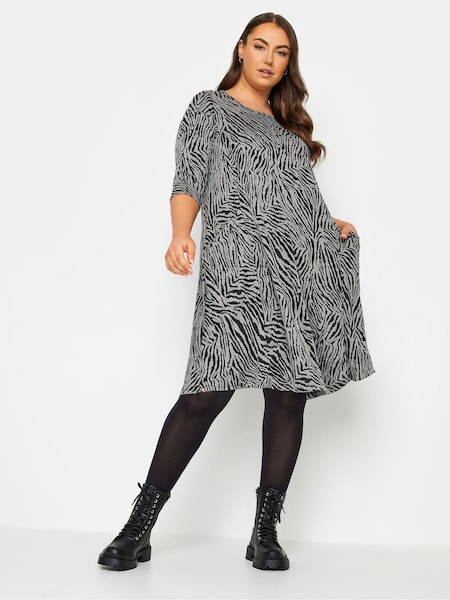 Black - Yours Curve Soft Touch Drape Pocket Dress (N72794) | 129 LEI