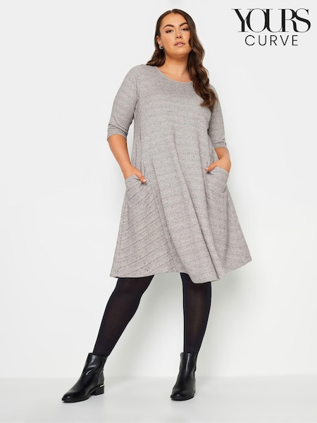 Grey - Yours Curve Soft Touch Drape Pocket Dress (N72800) | 129 LEI