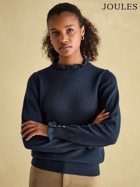 Joules Edith Navy Frill Neck Jumper (N72801) | R$ 545