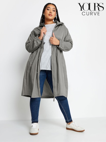 Yours Curve Grey Lightweight Longline Parka Jacket (N72841) | €56