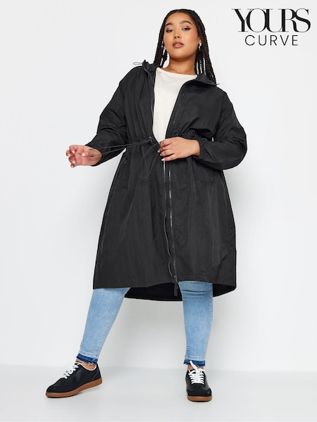 Czarny - Yours Curve Lightweight Longline Parka Jacket (N72869) | 245 zł