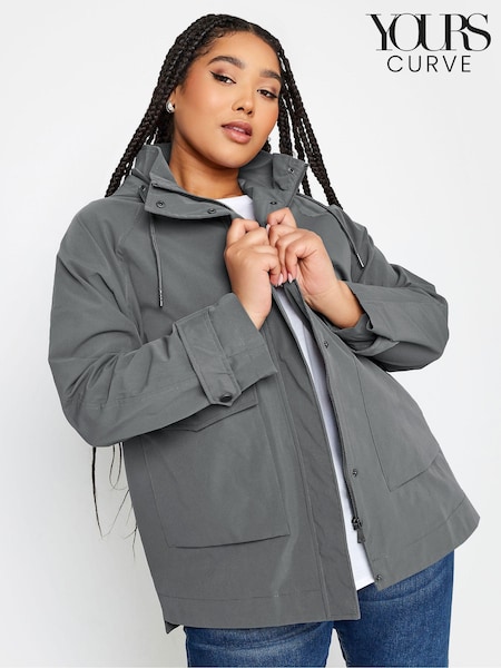 אפור פחם - Yours Curve Raglan Lightweight Jacket (N72881) | ‏206‏₪