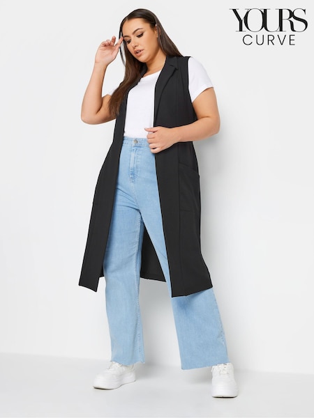 Yours Curve Black Longline Green Waistcoat (N72910) | €21