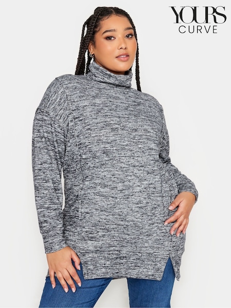 Grau - Yours Curve Soft Touch Turtle Neck Sweatshirt (N72944) | 9 €