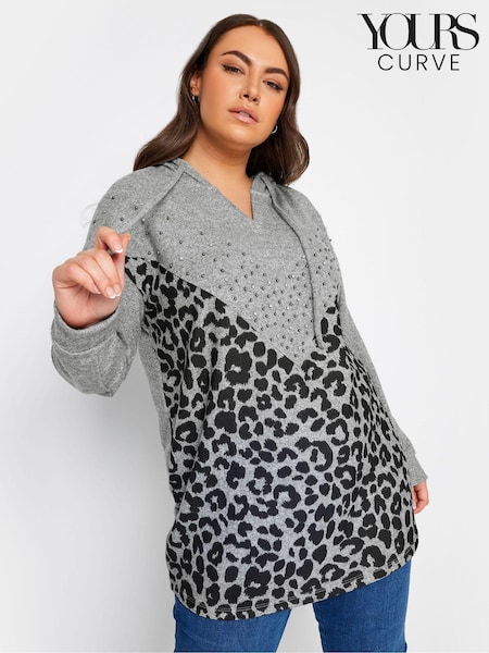 Gri - Hanorac cu detaliu ținte și model în zig zag Yours Curve (N72945) | 111 LEI