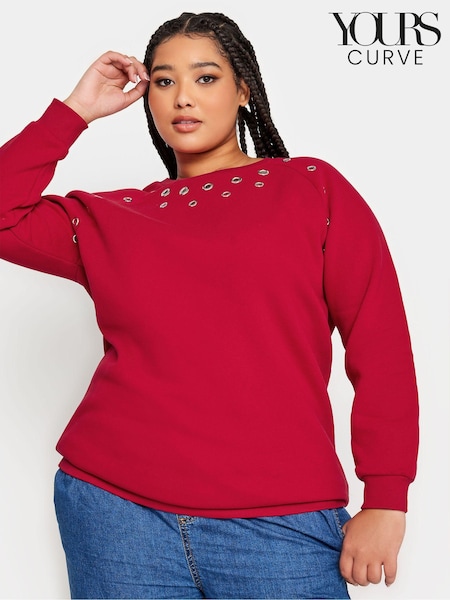 Yours Curve Red Eyelet Detailed Sweatshirt (N72952) | €42