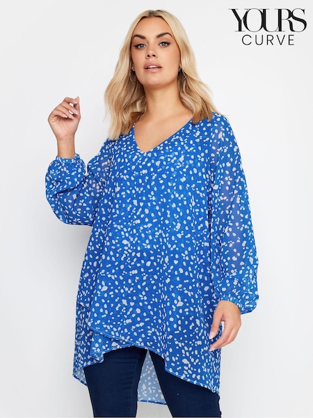 Yours Curve Blue Wrap Front Blouse (N72965) | 2,163 UAH