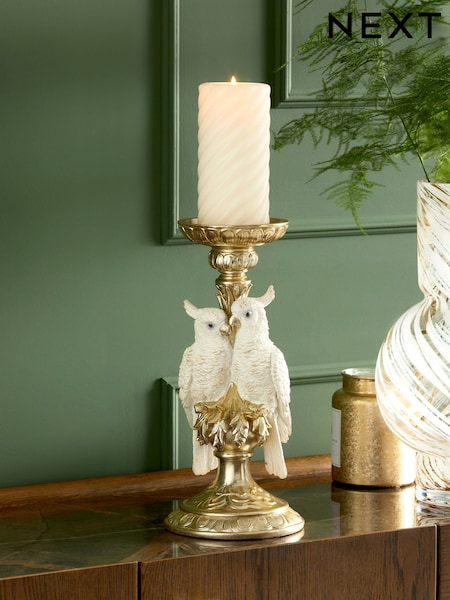 Gold Cockatoo Pillar Candle Holder (N73009) | AED176