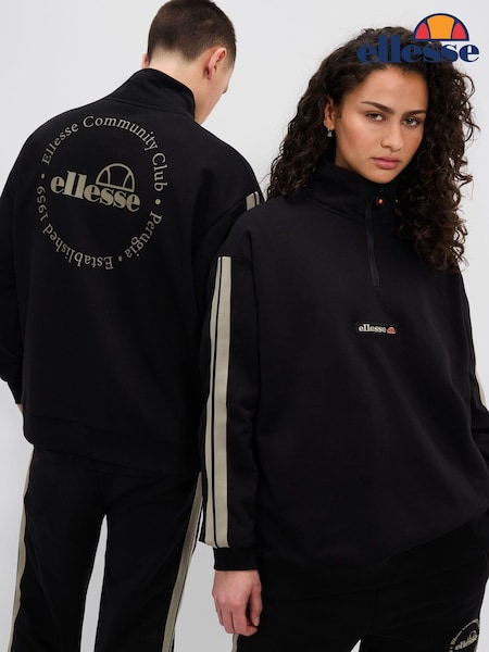 Ellesse Zaragoza 1/2 Zip Track Black Sweat Top (N73044) | 229 LEI
