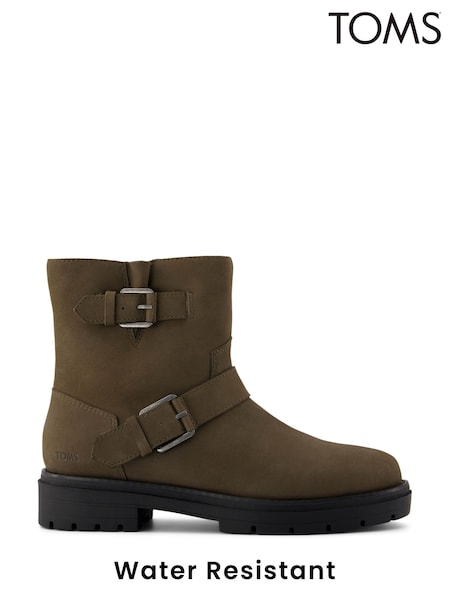 Verde - Toms Water Resistant Ionie Motto Biker Cizme (N73126) | 651 LEI