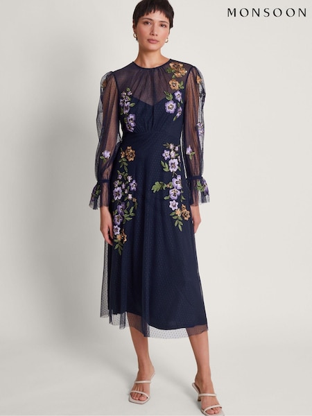 Monsoon Phoebe Embellished Tea Dress (N73156) | 537 LEI