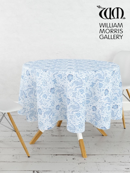 William Morris Gallery Blue Compton Round 100% Cotton Tablecloth 132cm (N73514) | €44
