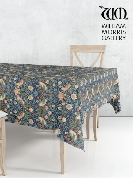 William Morris Gallery Navy Strawberry Thief Square 100% Cotton Tablecloth 132cm (N73561) | €40
