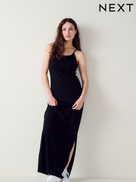 Black Ribbed Maxi Bodycon Dress (N73612) | €12