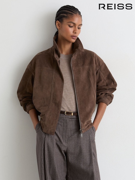 Brown - Reiss Cooper Suede Relaxed-fit Jacket