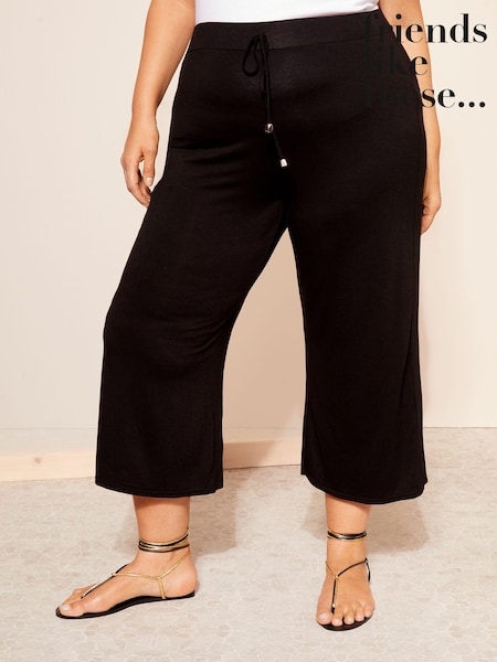 Friends Like These Belted Jersey Wide Leg Culotte Trousers (N73740) | 140 LEI