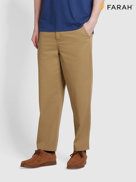 Farah Brown Hawtin Twill Chinos Trousers (N73830) | €42