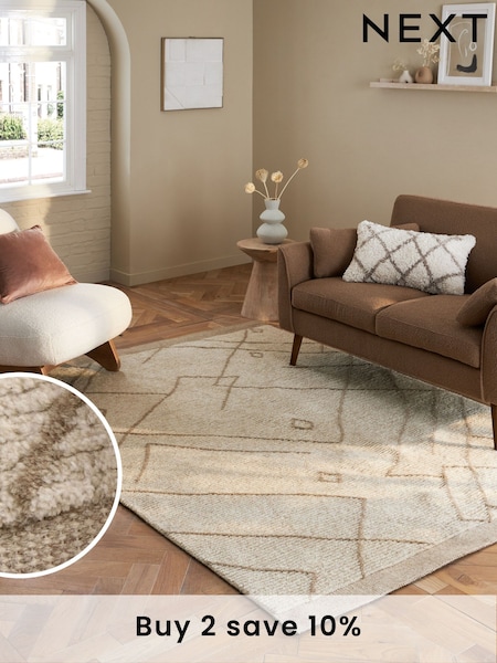 Natural Elma Berber Border Ribbed Rug (N73839) | €99 - €338