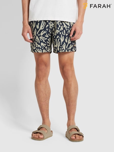 Farah Blue Colbert Reef Print Swim Shorts (N73909) | €27