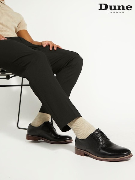 Black - Wide Fit - Dune London Stanleyy Soft Leather Gibson Shoes (N73966) | € 157